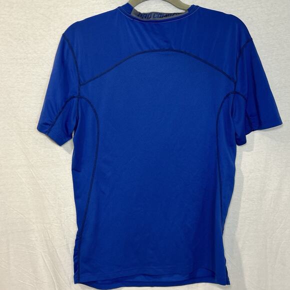 Nike Pro Combat Dri-Fit Active Wear Shirt Men's Medium Blue Fitted Crew Tee - Picture 4 of 9